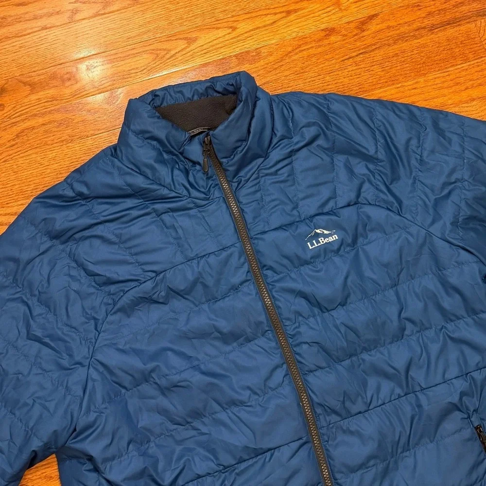 LL Bean 650 Down Puffer Jacket Mens XLT Tall Blue Quilted DownTek Outdoor Hiking